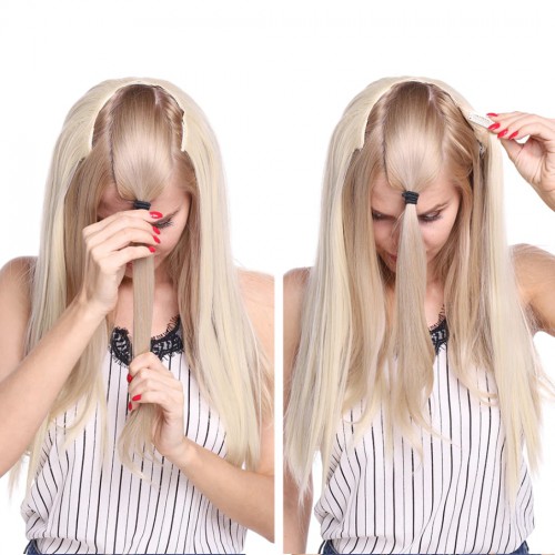 Predlžovanie vlasov, účesy - Clip in vlasy - rovný pás - ombre - odtieň Black T Dimgray