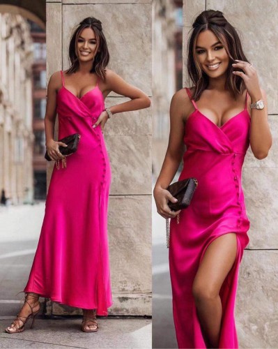 Dámska móda, doplnky - Saténové šaty Long - ružové