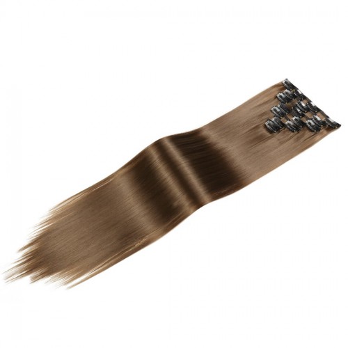 Predlžovanie vlasov, účesy - Clip in sada ŠTANDARD - 57 cm, odtieň 6A - nugátovo hnedá