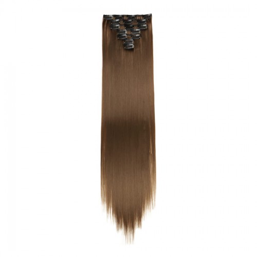 Predlžovanie vlasov, účesy - Clip in sada ŠTANDARD - 57 cm, odtieň 6A - nugátovo hnedá