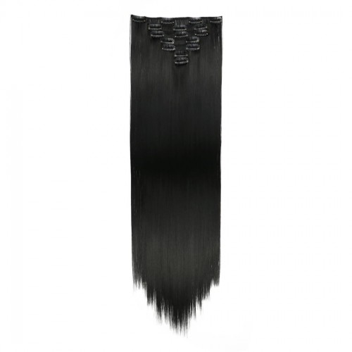 Predlžovanie vlasov, účesy - Clip in sada ŠTANDARD - 57 cm, odtieň 1# - uhľovo čierna