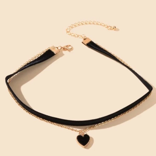 Dámska móda, doplnky - Zamatový choker náhrdelník Black Heart