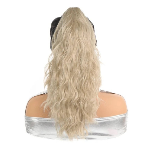 Predlžovanie vlasov, účesy - Vrkoč cop zvlnený na štipci 50 cm - plavá blond