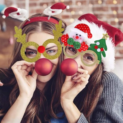 Domácnosť a zábava - Vianočné ozdobné okuliare - sob s mašličkou