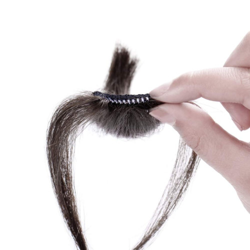 Predlžovanie vlasov, účesy - Clip in ofina - REMY 100% ľudské vlasy - 4 - hnedá