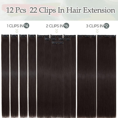 Predlžovanie vlasov, účesy - Clip in sada DE-LUXE, 57 cm - odtieň 4