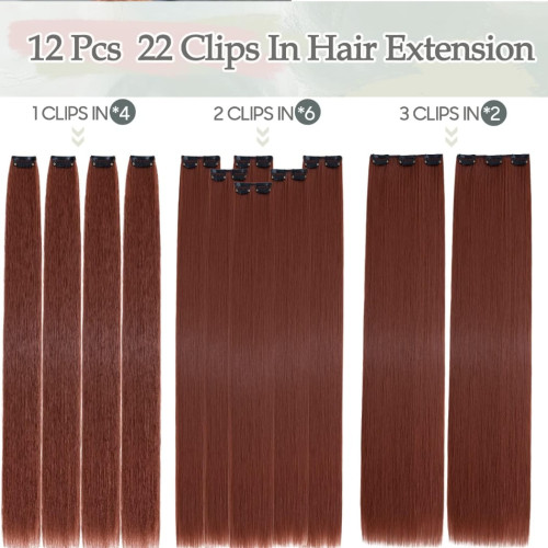 Predlžovanie vlasov, účesy - Clip in sada DE-LUXE, 57 cm - odtieň 30