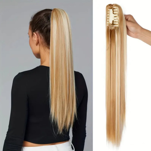 Predlžovanie vlasov, účesy - Colík, vrkoč na štipci - rovný 60 cm mix blond