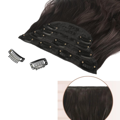 Predlžovanie vlasov, účesy - Clip in predĺženie vlasov, sada 4 ks - odtieň 2 - čiernohnedá