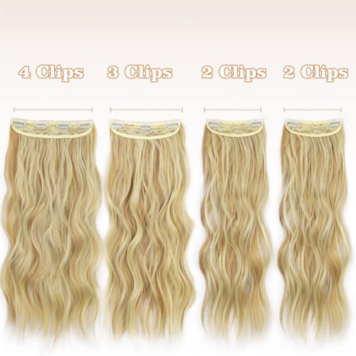 Predlžovanie vlasov, účesy - Clip in predĺženie vlasov, sada 4 ks - odtieň 105 (blond melír)