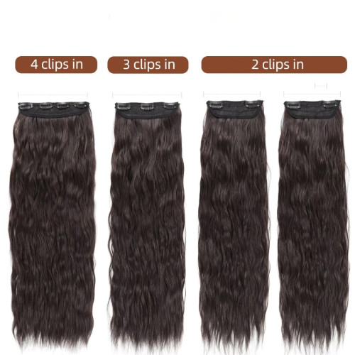 Predlžovanie vlasov, účesy - Clip in predĺženie vlasov, sada 4 ks - odtieň 4 - čokoládovo hnedá
