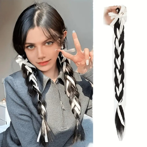 Predlžovanie vlasov, účesy - Pletený vrkoč s mašľou