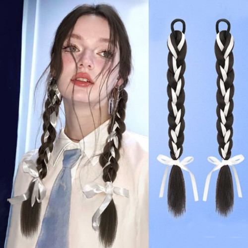 Predlžovanie vlasov, účesy - Pletený vrkoč s mašľou