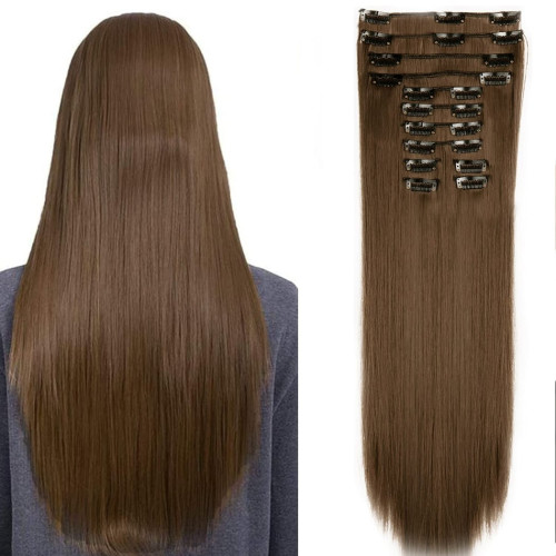 Predlžovanie vlasov, účesy - Clip in sada DE-LUXE, 57 cm - odtieň 8