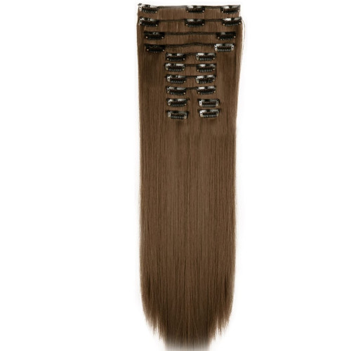 Predlžovanie vlasov, účesy - Clip in sada DE-LUXE, 57 cm - odtieň 8