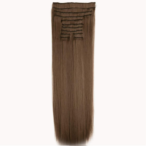 Predlžovanie vlasov, účesy - Clip in sada DE-LUXE, 57 cm - odtieň 8