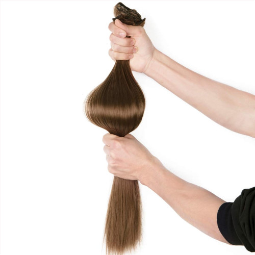 Predlžovanie vlasov, účesy - Clip in sada DE-LUXE, 57 cm - odtieň 8