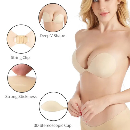 Dámska móda, doplnky - Samodržiaca Push Up podprsenka Ester - ružová