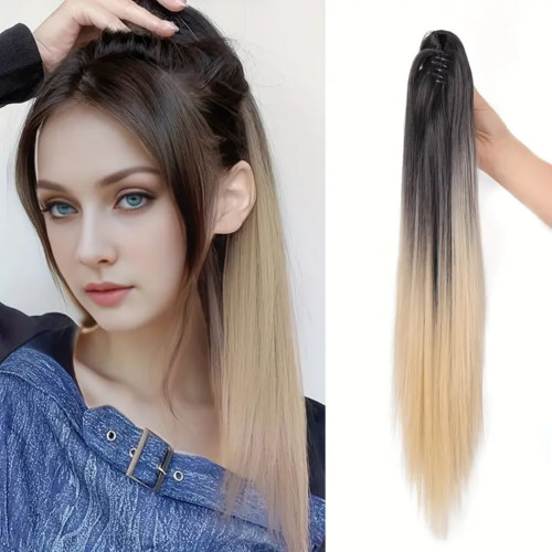 Predlžovanie vlasov, účesy - Colík, vrkoč na štipci - rovný 60 cm - Ombre štýl