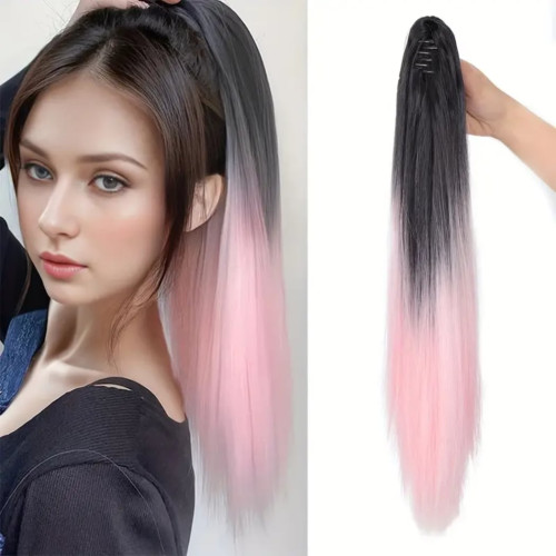 Predlžovanie vlasov, účesy - Colík, vrkoč na štipci - rovný 60 cm - Ombre štýl