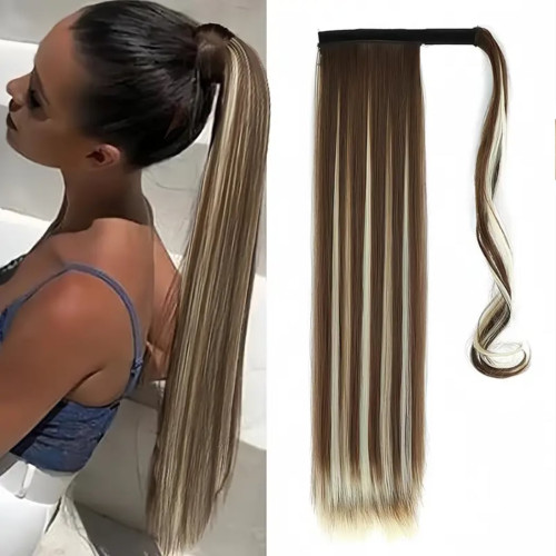 Predlžovanie vlasov, účesy - Colík - vrkoč rovný s omotávkou 57 cm