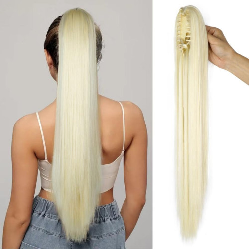 Predlžovanie vlasov, účesy - Vrkoč na štipci rovný 50 cm - blond