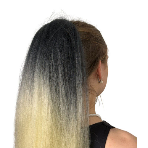 Predlžovanie vlasov, účesy - Vrkoč, cop na nasadenie 70 cm, kanekalón - ombre čierna - blond