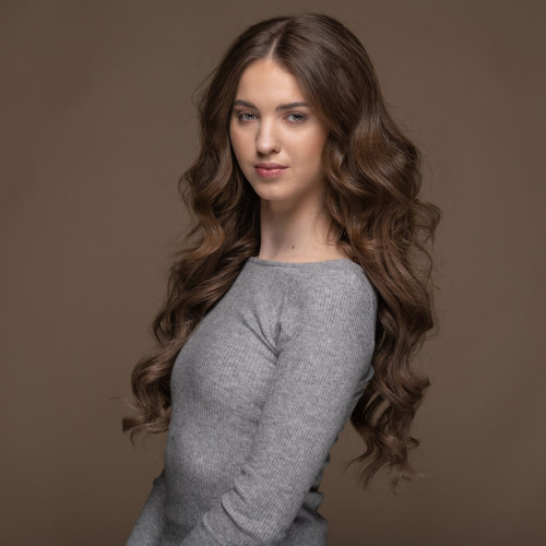 Predlžovanie vlasov, účesy - Clip In vlasy Premium 45 cm / 100 g – Prírodné svetlo hnedá, 100% pravé vlasy