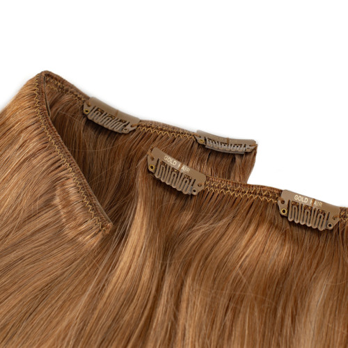 Predlžovanie vlasov, účesy - Clip In vlasy Premium 60 cm / 100 g - Tmavá blond, 100% pravé vlasy