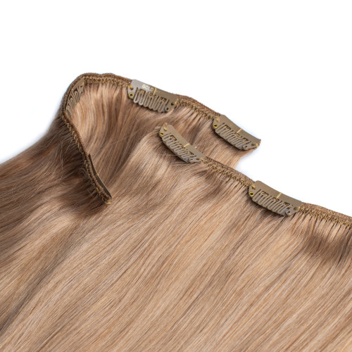 Predlžovanie vlasov, účesy - Clip In vlasy Premium 60 cm / 100 g – Prírodná tmavá blond, 100% pravé vlasy