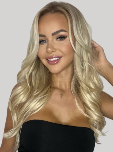 Predlžovanie vlasov, účesy - Clip In vlasy Premium 40 cm / 100 g – Ľadová blond, 100% pravé vlasy