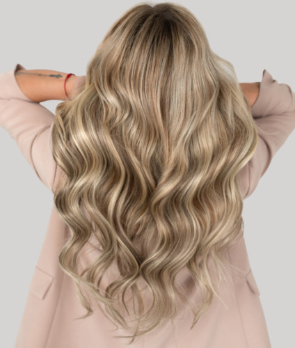 Predlžovanie vlasov, účesy - Clip In vlasy Premium 50 cm / 100 g – Melír ľadová blond – Prírodné svetlo hnedá, 100% pravé vlasy