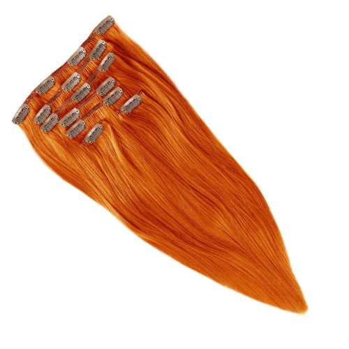 Predlžovanie vlasov, účesy - Clip In vlasy Premium 40 cm / 100 g – Orange Pepper, 100% pravé vlasy