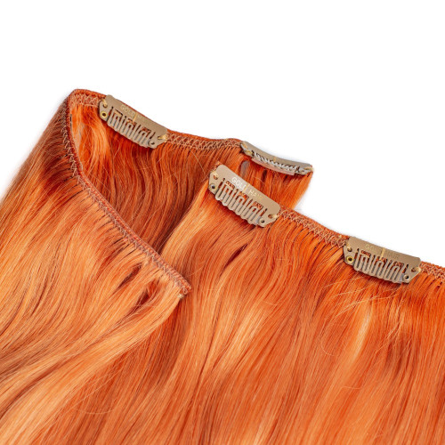 Predlžovanie vlasov, účesy - Clip In vlasy Premium 40 cm / 100 g – Orange Pepper, 100% pravé vlasy