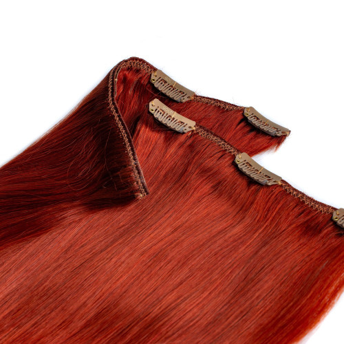Predlžovanie vlasov, účesy - Clip In vlasy Premium 50 cm / 100 g - Tizian Red, 100% pravé vlasy