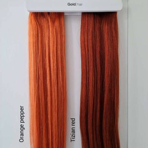 Predlžovanie vlasov, účesy - Clip In vlasy Premium 50 cm / 100 g - Tizian Red, 100% pravé vlasy