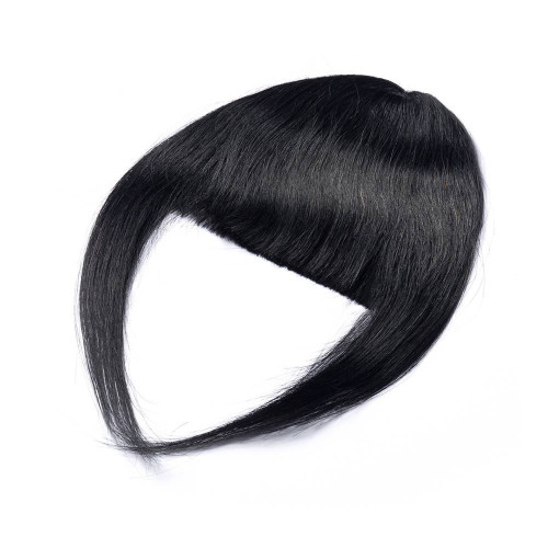 Predlžovanie vlasov, účesy - Clip In ofina Premium - čierna, 100% pravé vlasy, 20 cm / 23 g