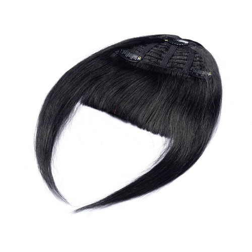 Predlžovanie vlasov, účesy - Clip In ofina Premium - čierna, 100% pravé vlasy, 20 cm / 23 g