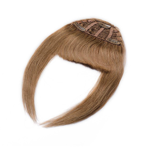 Predlžovanie vlasov, účesy - Clip In ofina Premium - tmavo medová, 100% pravé vlasy, 20 cm / 23 g
