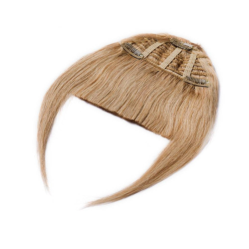 Predlžovanie vlasov, účesy - Clip In ofina Premium - prírodná tmavá blond, 20 cm / 23 g, 100% pravé ľudské vlasy