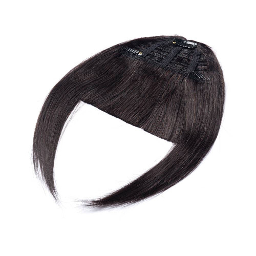 Predlžovanie vlasov, účesy - Clip In ofina Premium - tmavo hnedá, 20 cm / 23 g, 100% pravé vlasy