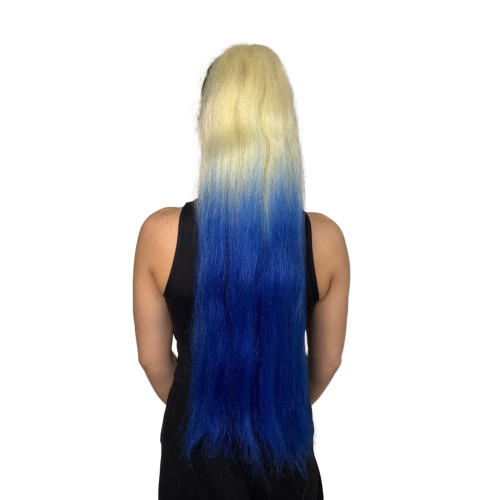 Predlžovanie vlasov, účesy - Vrkoč, cop na nasadenie 70 cm, kanekalón - ombre blond - modrá