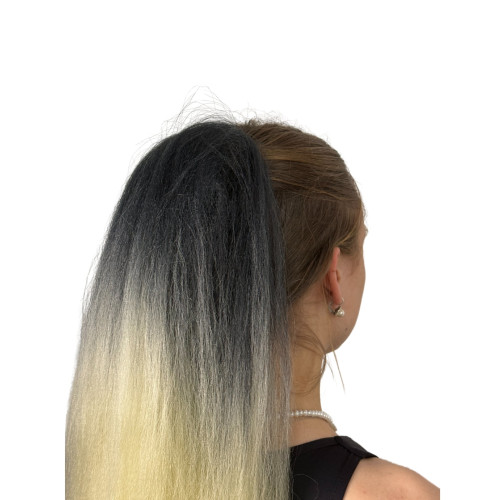 Predlžovanie vlasov, účesy - Vrkoč, cop na nasadenie 70 cm, kanekalón - ombre čierna - blond