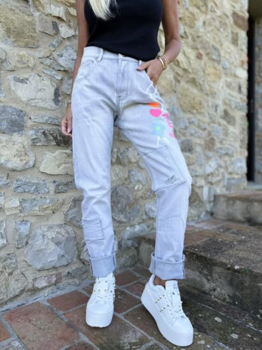 Dámska móda, doplnky - Dámske jeans baggy svetlo šedej Bung