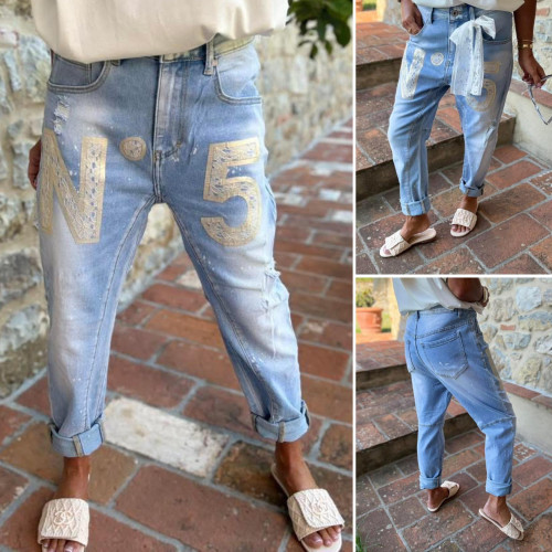 Dámska móda, doplnky - Dámske jeans N5 s čipkou