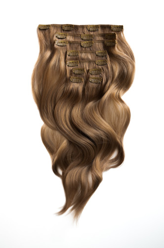 Predlžovanie vlasov, účesy - Clip in vlasy 40 cm – 9dielna sada z pravých ľudských vlasov v popolavej blond farbe