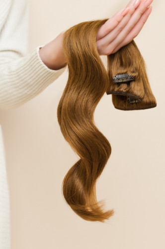 Predlžovanie vlasov, účesy - Clip in vlasy 40 cm - 9dielna sada z pravých ľudských vlasov v zlatá blond farbe