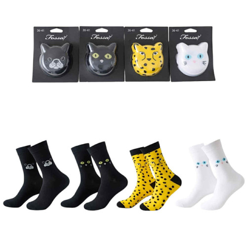 Dámska móda, doplnky - Darčekové ponožky Mačka – originálne ponožky zabalené v tvare mačičky