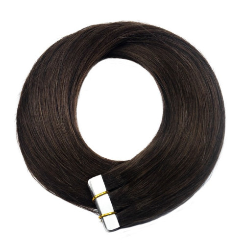 Predlžovanie vlasov, účesy - TAPE IN vlasy Premium 60 cm – 20 pásikov, 50 g, hnedá, pravé indické vlasy