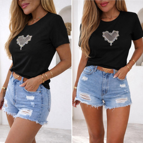 Dámska móda, doplnky - Tričko Srdce - čierne